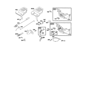 Bracket-Control/Spring-Governor Diagram and Parts List for 12E800TO12E899  Briggs and Stratton Engine